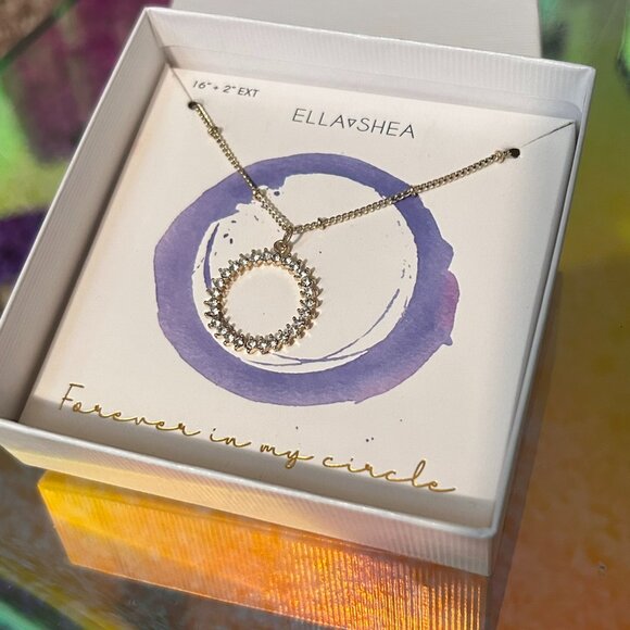 Yellow Gold Plated Crystal Ring Necklace - Picture 1 of 4